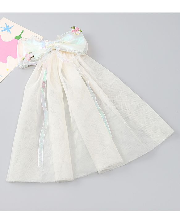 Babyhug  Hair Clip with Bow Applique- Off White