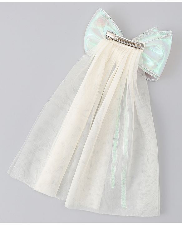 Babyhug  Hair Clip with Bow Applique- Off White