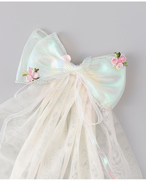 Babyhug  Hair Clip with Bow Applique- Off White