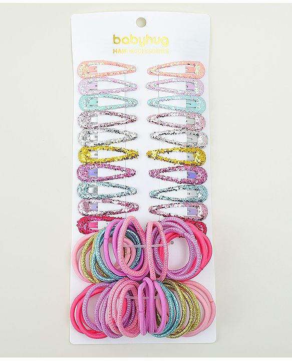 Babyhug Combo set Hair Clips & Rubber Bands - Multicolor