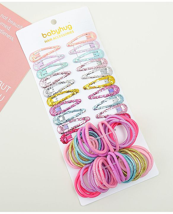 Babyhug Combo set Hair Clips & Rubber Bands - Multicolor