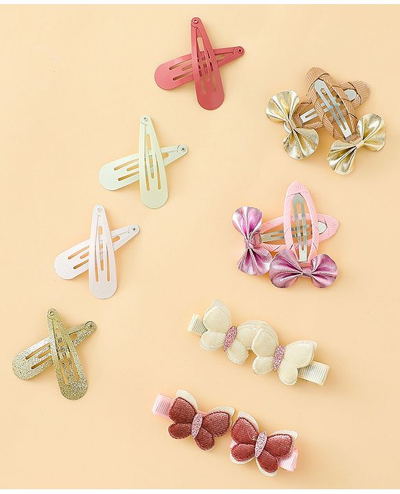 Babyhug Hair Accessories Combo Sets  Rubber Bands & Snap Clips Pair of  9 -  Multicolor