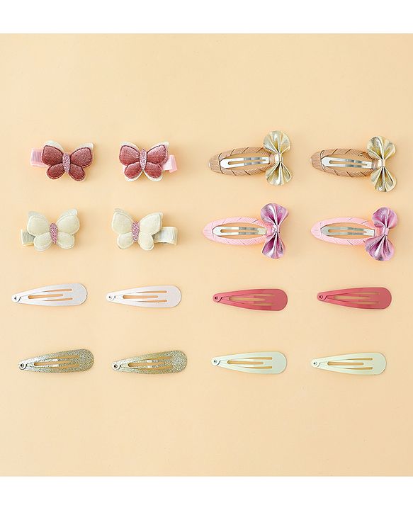 Babyhug Hair Accessories Combo Sets  Rubber Bands & Snap Clips Pair of  9 -  Multicolor