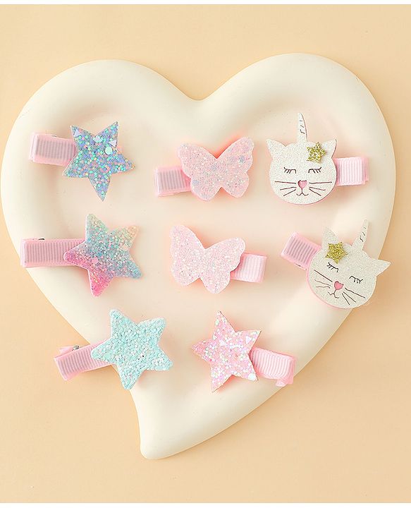 Babyhug Combo set Hair Clips & Rubber Bands with Applique  - Multicolor