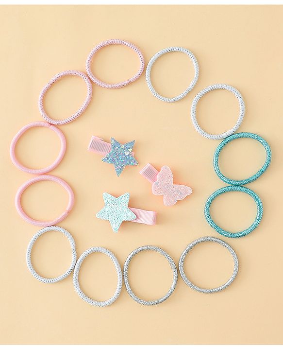 Babyhug Combo set Hair Clips & Rubber Bands with Applique  - Multicolor