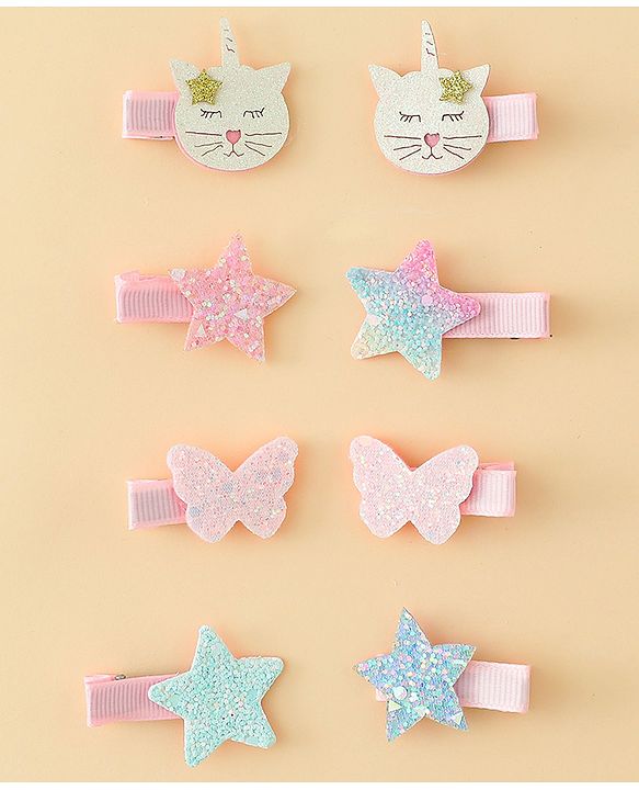 Babyhug Combo set Hair Clips & Rubber Bands with Applique  - Multicolor