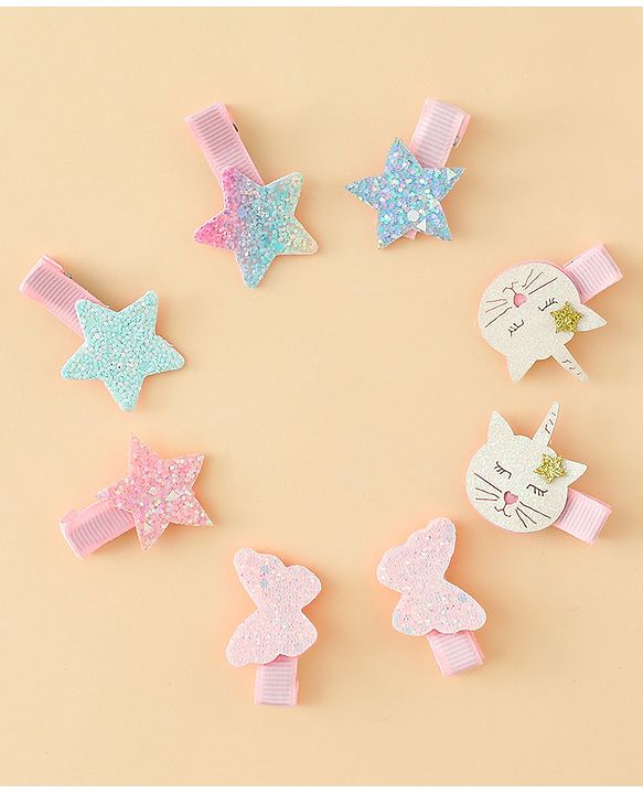 Babyhug Combo set Hair Clips & Rubber Bands with Applique  - Multicolor