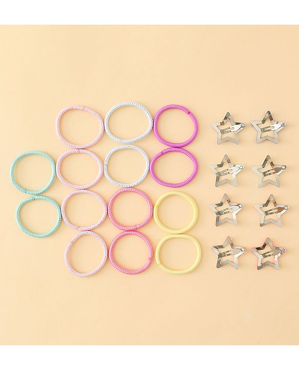 Babyhug Hair Accessories Combo Sets  Rubber Bands & Snap Clips Pair of  3 -  Multicolor