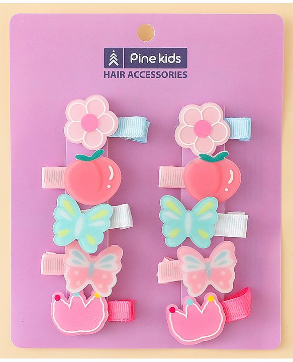 Pine Kids Hair Pins & Clips Pack of 5 Free Size - Multicolor