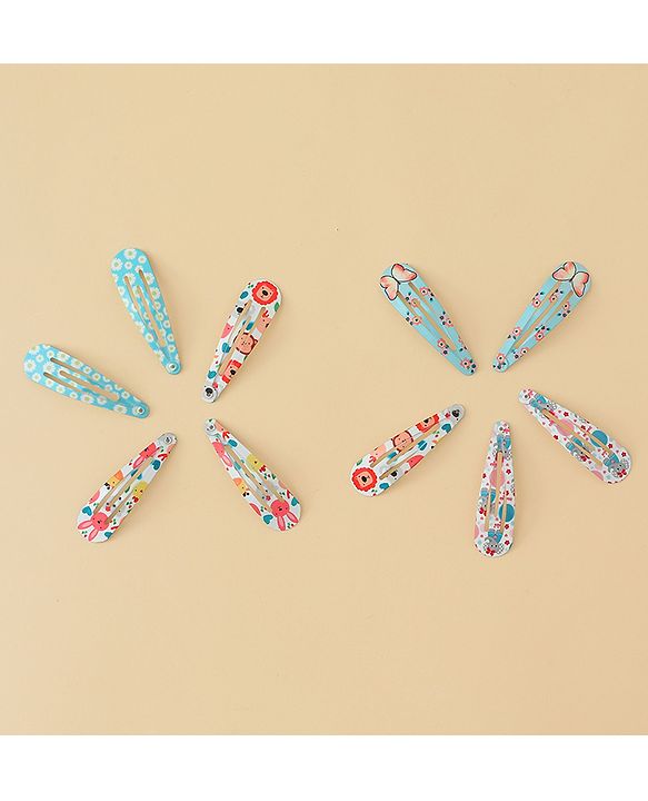 Babyhug Snap Clips with Floral & Butterfly Applique Pack of 10 - Multicolor