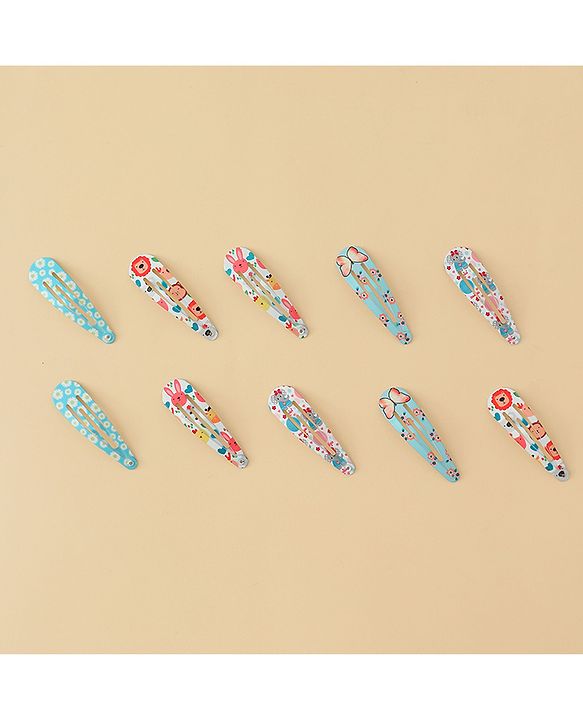 Babyhug Snap Clips with Floral & Butterfly Applique Pack of 10 - Multicolor