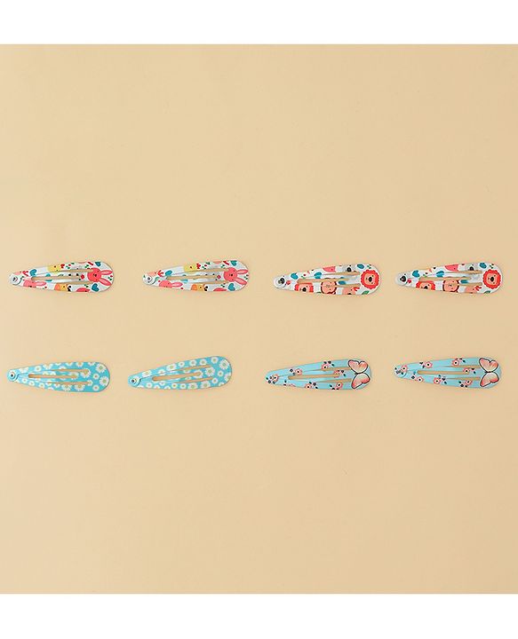 Babyhug Snap Clips with Floral & Butterfly Applique Pack of 10 - Multicolor