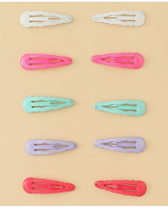 Babyhug Snap Clips with Floral & Butterfly Applique Pack of 10 - Multicolor