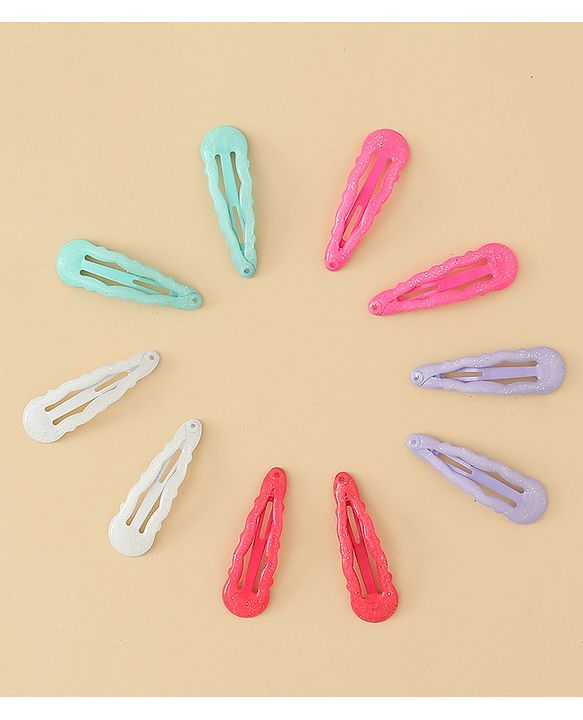 Babyhug Snap Clips with Floral & Butterfly Applique Pack of 10 - Multicolor