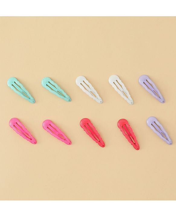Babyhug Snap Clips with Floral & Butterfly Applique Pack of 10 - Multicolor