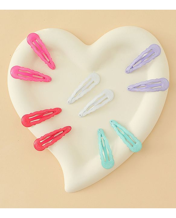 Babyhug Snap Clips with Floral & Butterfly Applique Pack of 10 - Multicolor