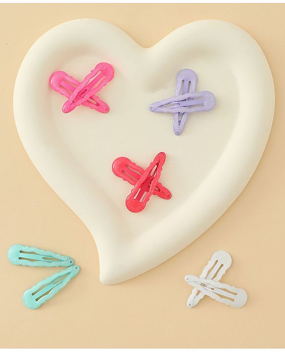 Babyhug Snap Clips with Floral & Butterfly Applique Pack of 10 - Multicolor