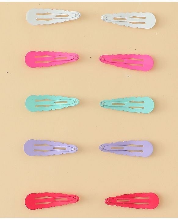 Babyhug Snap Clips with Floral & Butterfly Applique Pack of 10 - Multicolor