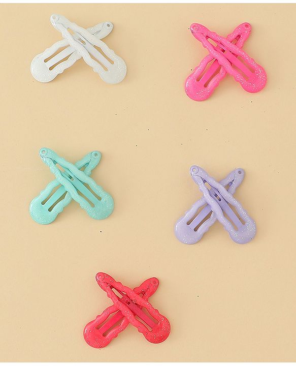 Babyhug Snap Clips with Floral & Butterfly Applique Pack of 10 - Multicolor