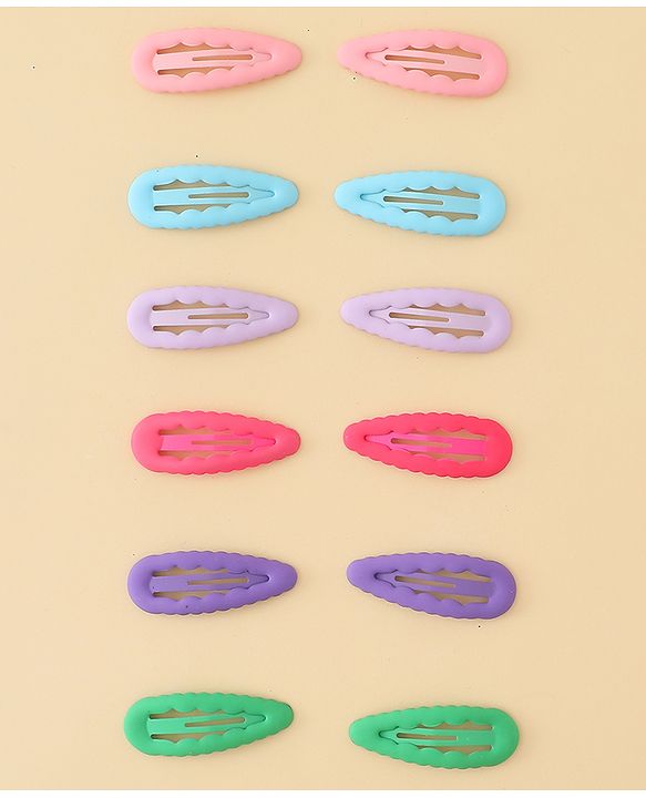 Pine Kids Snap Clips Pack of 12 -  Sea Green Red & Purple