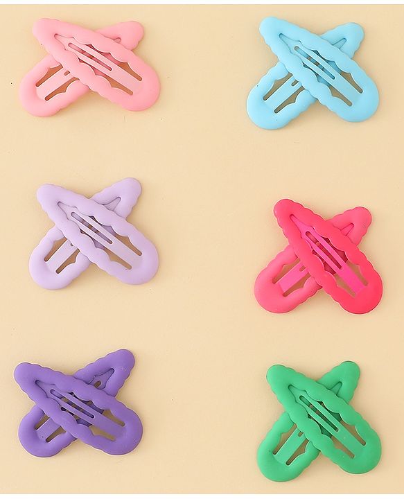 Pine Kids Snap Clips Pack of 12 -  Sea Green Red & Purple
