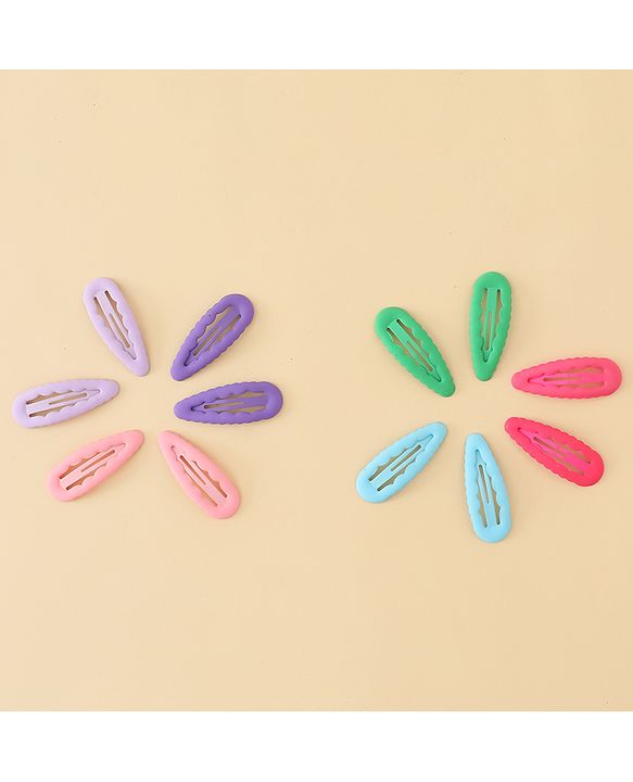Pine Kids Snap Clips Pack of 12 -  Sea Green Red & Purple