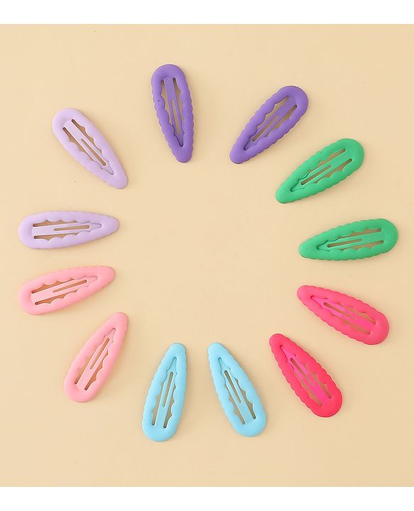 Pine Kids Snap Clips Pack of 12 -  Sea Green Red & Purple