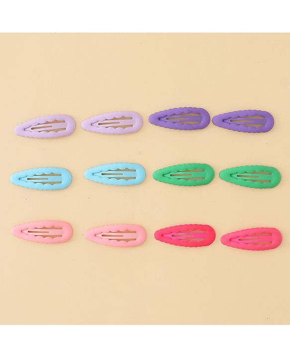 Pine Kids Snap Clips Pack of 12 -  Sea Green Red & Purple