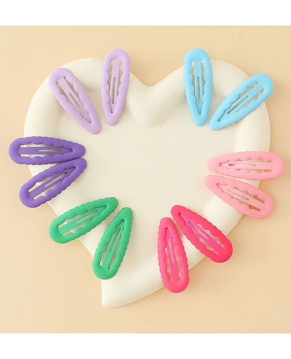 Pine Kids Snap Clips Pack of 12 -  Sea Green Red & Purple