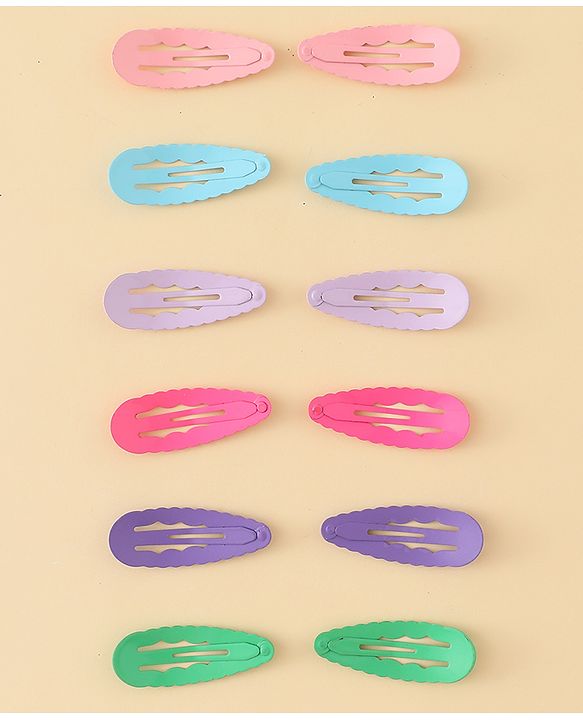 Pine Kids Snap Clips Pack of 12 -  Sea Green Red & Purple