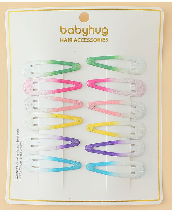 Babyhug Hair Clips with Unicorn Print Pack of  12 - Multicolor
