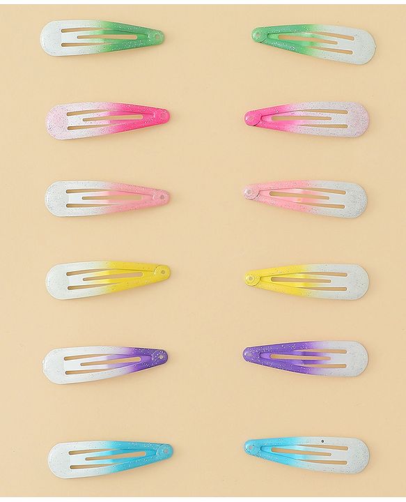 Babyhug Hair Clips with Unicorn Print Pack of  12 - Multicolor