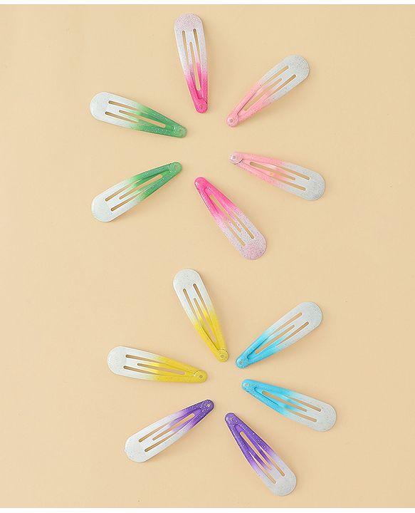 Babyhug Hair Clips with Unicorn Print Pack of  12 - Multicolor