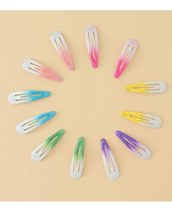 Babyhug Hair Clips with Unicorn Print Pack of  12 - Multicolor