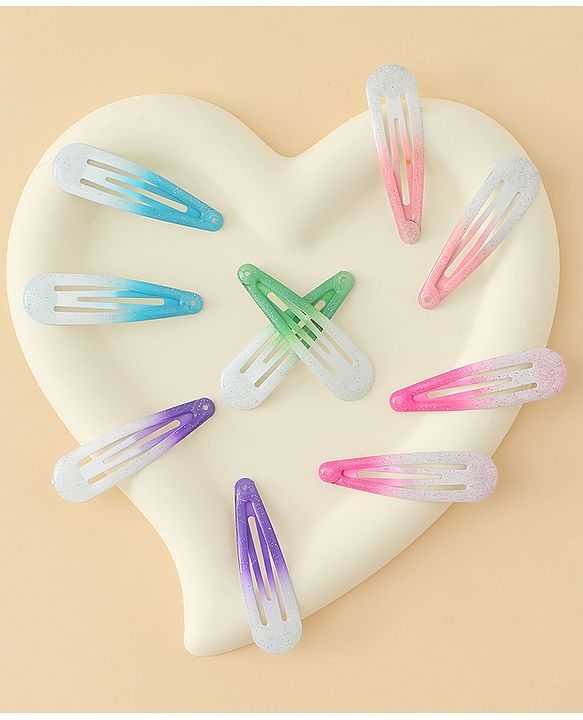 Babyhug Hair Clips with Unicorn Print Pack of  12 - Multicolor