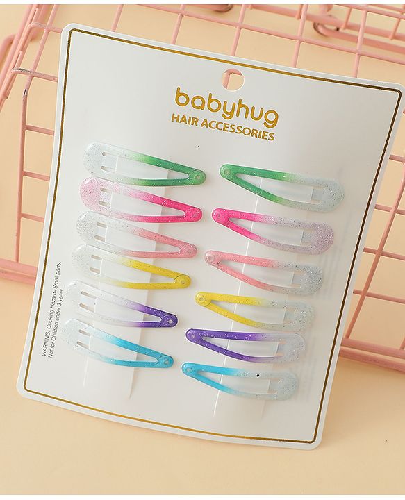 Babyhug Hair Clips with Unicorn Print Pack of  12 - Multicolor