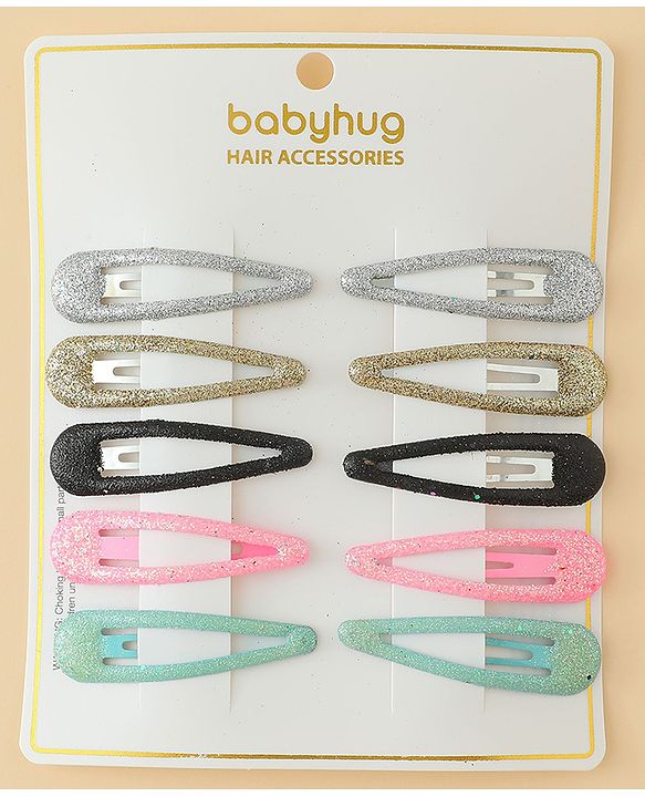 Babyhug Snap Clips with Floral & Butterfly Applique Pack of 10 - Multicolor