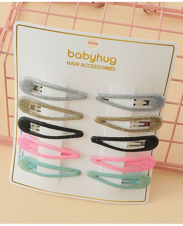 Babyhug Snap Clips with Floral & Butterfly Applique Pack of 10 - Multicolor