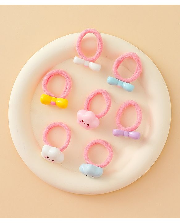 Babyhug Hair Rubber Bands With Bow & Star Applique Pack of 20 - Multicolor