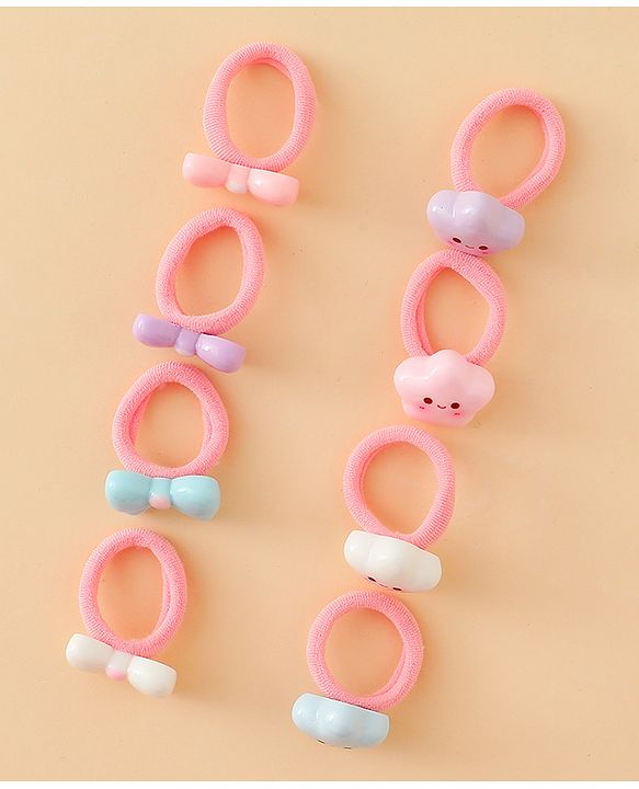 Babyhug Hair Rubber Bands With Bow & Star Applique Pack of 20 - Multicolor
