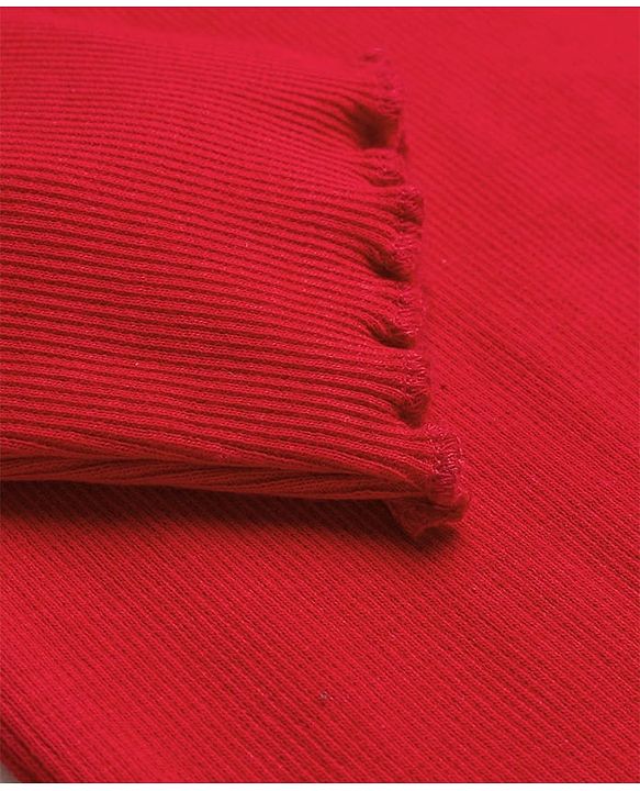 Babyhug Cotton Elastane Knit Full Sleeves Solid Color Turtle Neck Winter T-Shirt - Red