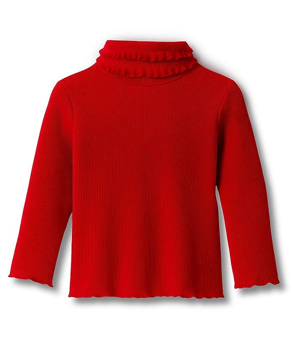 Babyhug Cotton Elastane Knit Full Sleeves Solid Color Turtle Neck Winter T-Shirt - Red
