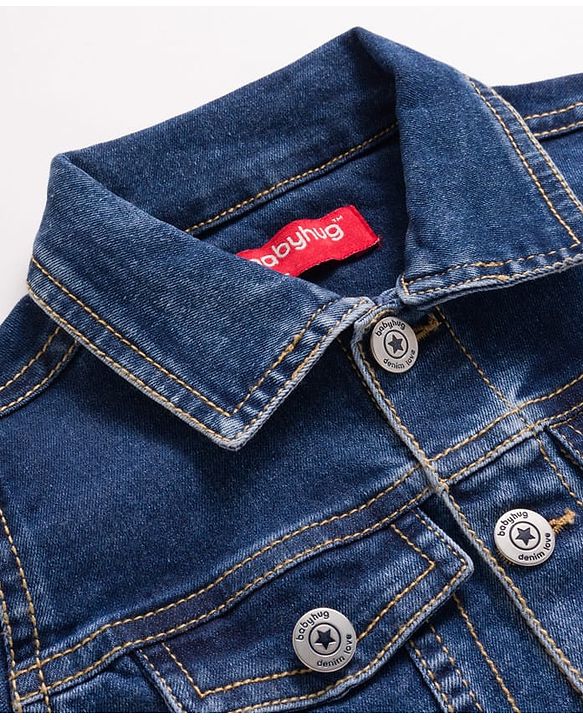Babyhug Full Sleeves Washed Denim Jacket - Blue