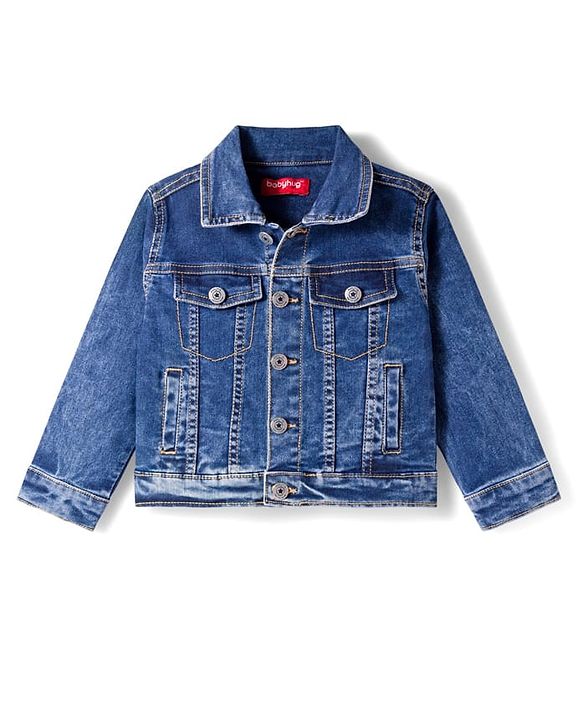 Babyhug Full Sleeves Washed Denim Jacket - Blue