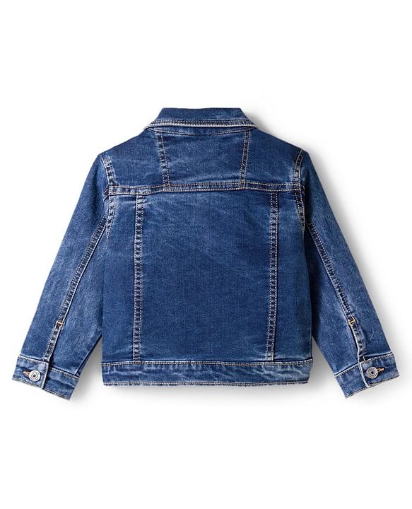 Babyhug Full Sleeves Washed Denim Jacket - Blue