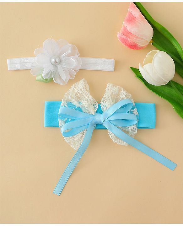 Babyhug Headbands With Floral & Bow Applique Pack of 2 - Purple & Peach