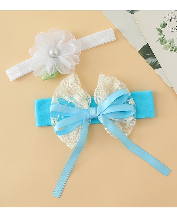 Babyhug Headbands With Floral & Bow Applique Pack of 2 - Purple & Peach