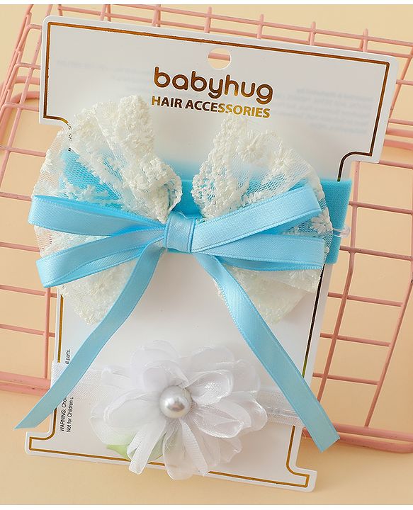 Babyhug Headbands With Floral & Bow Applique Pack of 2 - Purple & Peach