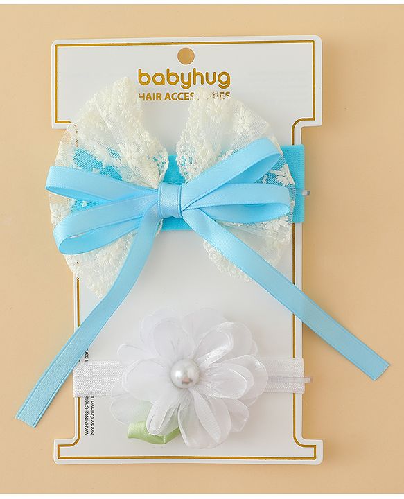 Babyhug Headbands With Floral & Bow Applique Pack of 2 - Purple & Peach