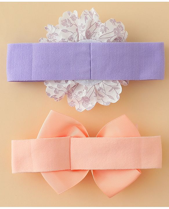 Babyhug Headbands With Floral & Bow Applique Pack of 2 - Pink & Yellow